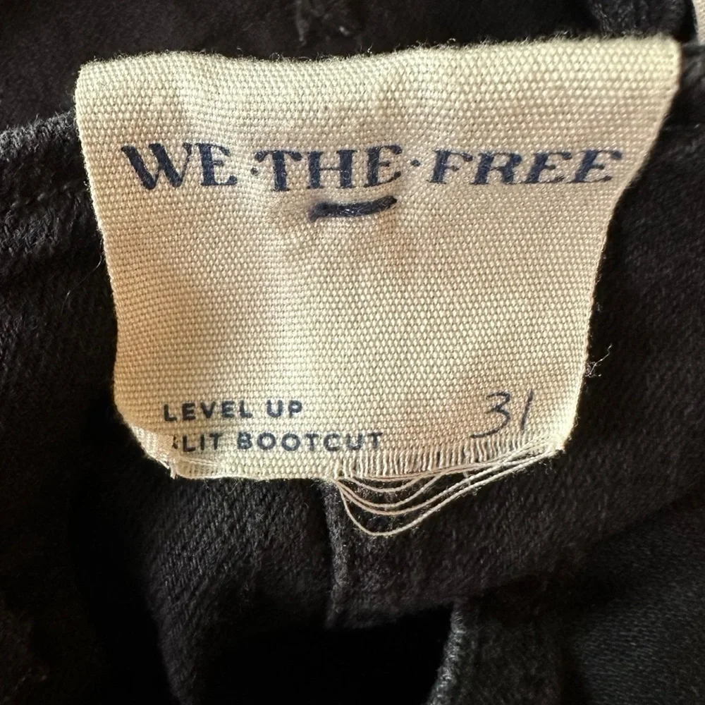 Free People Retro 70s Level Up Slit Bootcut Jeans Pitch Black Size 31 NEW